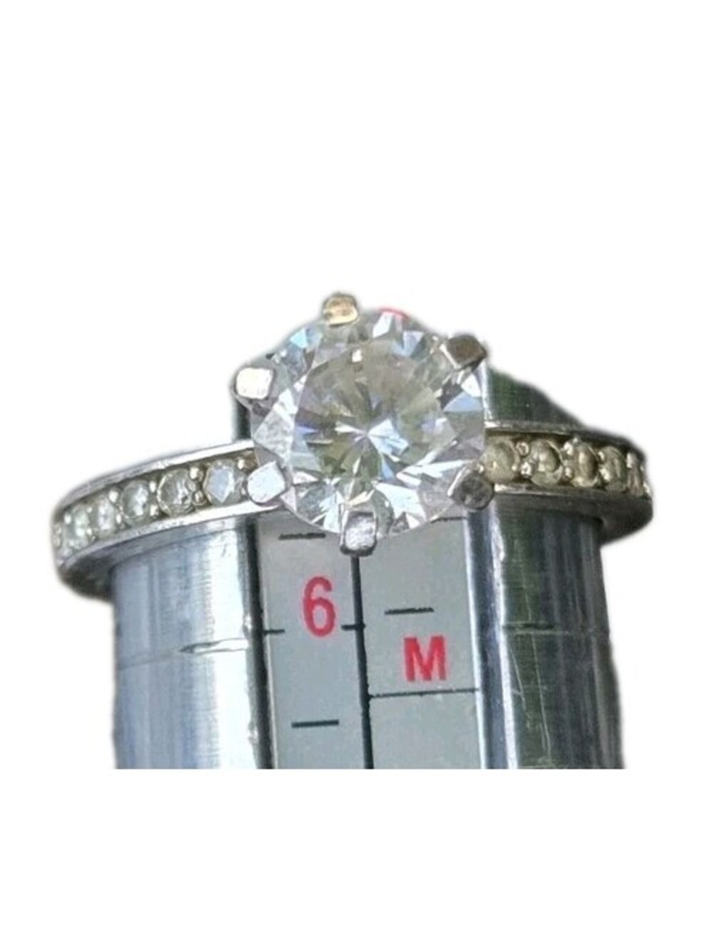 Cubic Zirconia Silvertone Engagement Ring Size 5.75